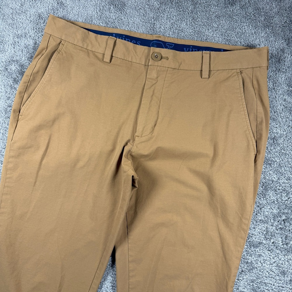 Vineyard Vines Performance On-The-Go Pants Mens 34x32 Tan Khaki Chino Stretch